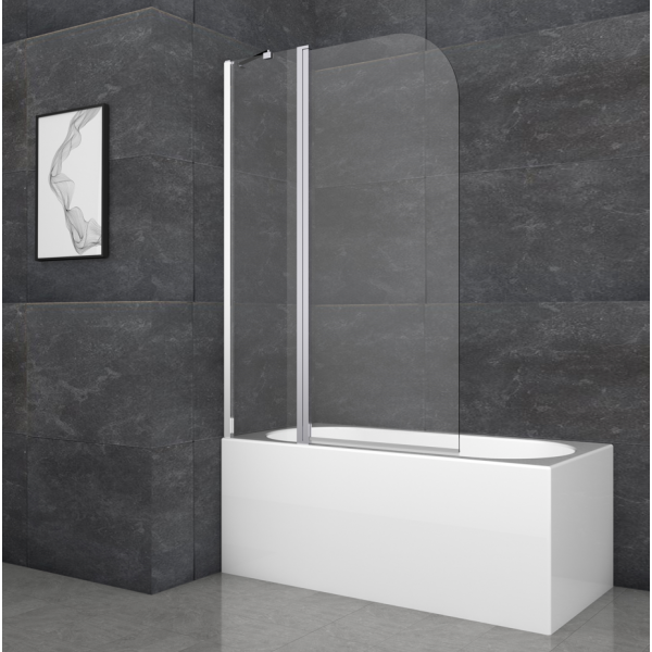 Шторки стеклянные на ванну Koer SR BS03-95x140-TR-01 прозрачное стекло 6мм, хром (KR5402)