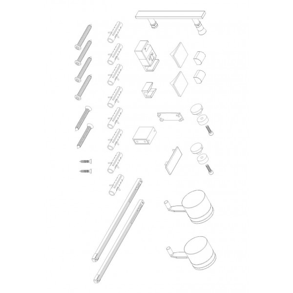 Дверь в нишу Koer SR SD01-120x200-TR-02 прозрачное стекло Easy Clean 8мм, никель (KR5379)
