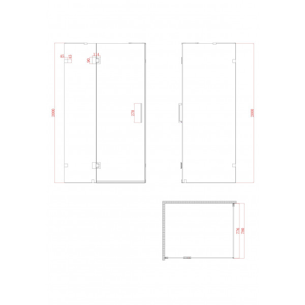Боковая стенка для кабины Koer SR SW04-80x200-TR-01 прозрачное стекло Easy Clean 10мм, хром (KR5389