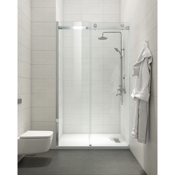 Дверь в нишу Koer SR SD01-120x200-TR-02 прозрачное стекло Easy Clean 8мм, никель (KR5379)