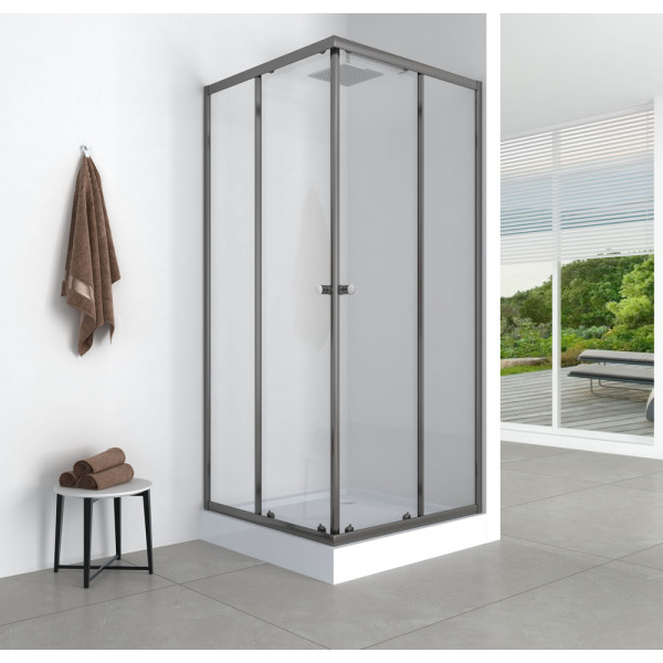 Душевая кабина с низким поддоном Mixxus CUBIC SCT01-90x90x195-TR GRAPHITE прозрачное стекло 4мм (MI