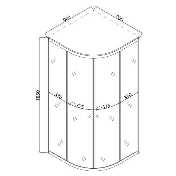 Душевая кабина без поддона Mixxus PLAIN SC01-90x90x185-TR GRAPHITE прозрачное стекло 4мм (MI6902)