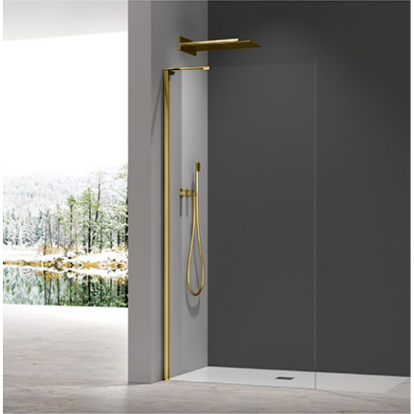Душевая перегородка Koer SR SP02-100x200-TR-12 Walk-In проз.стекло Easy Clean 8мм, матовое золото (