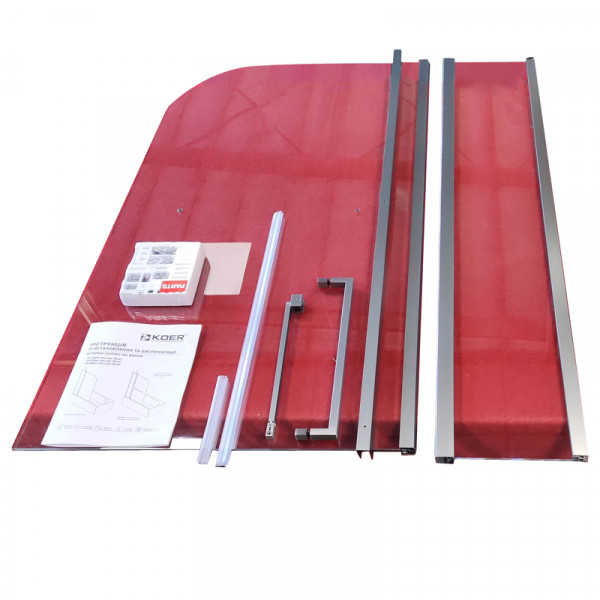 Шторки стеклянные на ванну Koer SR BS04-95x140-TR-01 прозрачное стекло 6мм, хром (KR5403)