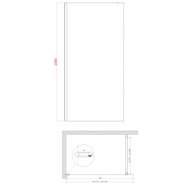 Душевая перегородка Koer SR SP01-120x200-TR-01 Walk-In прозрачное стекло Easy Clean 8мм, хром (KR53