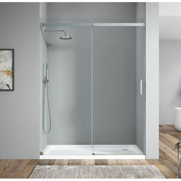 Дверь в нишу Koer SR SD02-140x200-TR-01 прозрачное стекло Easy Clean 8мм, хром (KR5383)