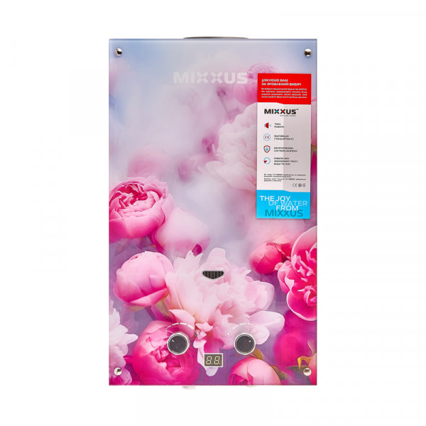 Газовая колонка MIXXUS GWH-0410 BASIC GLASS дымоходная 10 л/мин (панель из стекла с рисунком) (WH00
