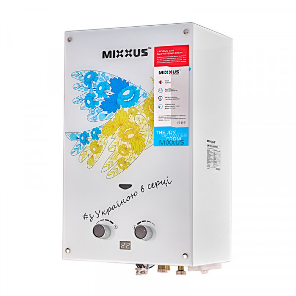 Газовая колонка MIXXUS GWH-0610 BASIC GLASS дымоходная 10 л/мин (панель из стекла с рисунком) (WH00