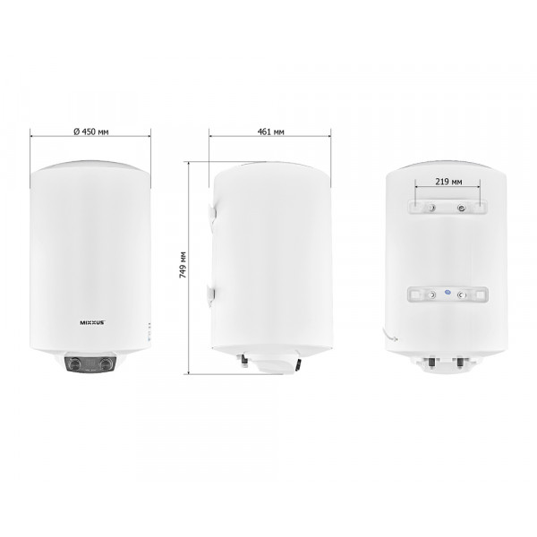 Водонагреватель "Цилиндр" MIXXUS EWH-08080 ROUND DRY накопительный 80 л, сухой тен 2 kW (WH0609)
