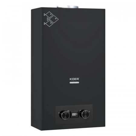 Газовая колонка Koer KWH.G0110 BLACK дымоходная 10 л/мин, цвет черный (KR5554)