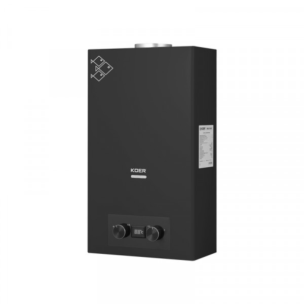 Газовая колонка Koer KWH.G0110 BLACK дымоходная 10 л/мин, цвет черный (KR5554)