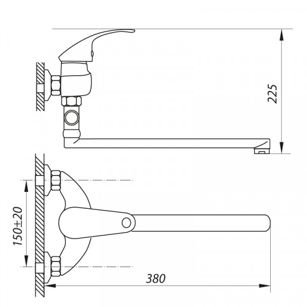 Смеситель для ванны Zerix EYB 135 (ZX0034)