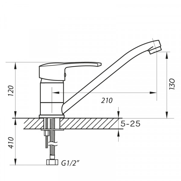 Смеситель для кухни Zerix PED-A 135 (ZX0057)