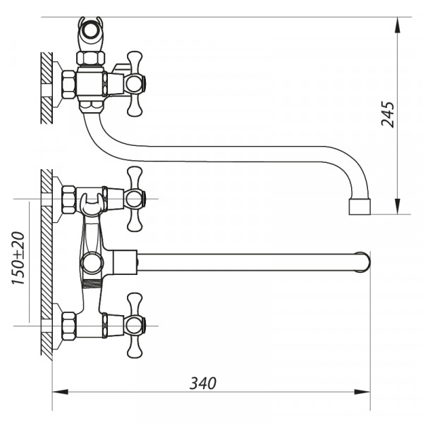 Смеситель для ванны Zerix DMT 827 (ZX0018)