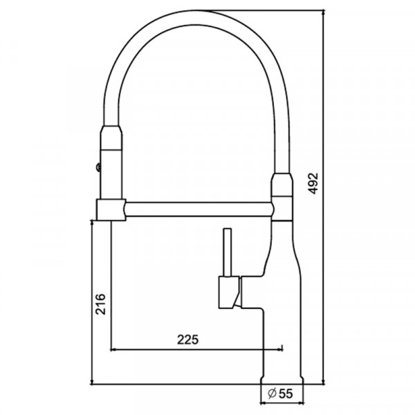 Кухонный смеситель с силиконовым изливом KOER KI-70005-02 (нерж. сталь) (KR3388)