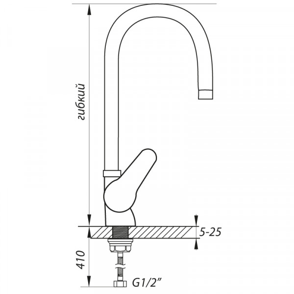 Смеситель для кухни Zerix SOP7 146 с красным гибким изливом (ZX2659)
