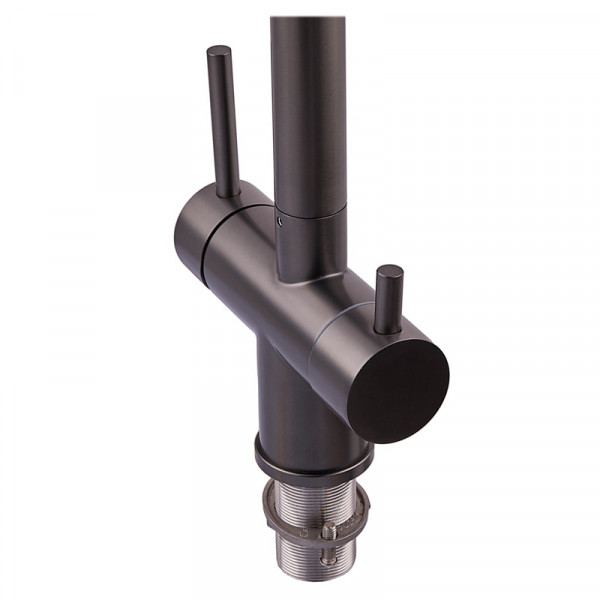 Смеситель для кухни с гибким изливом на две воды Zerix KIT-021 Graphite REFL.Black из нерж. стали (