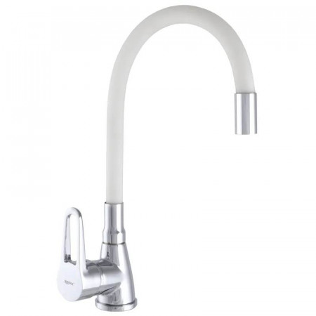 Смеситель для кухни Zerix SOP7 045 с белым гибким изливом (ZX2668)