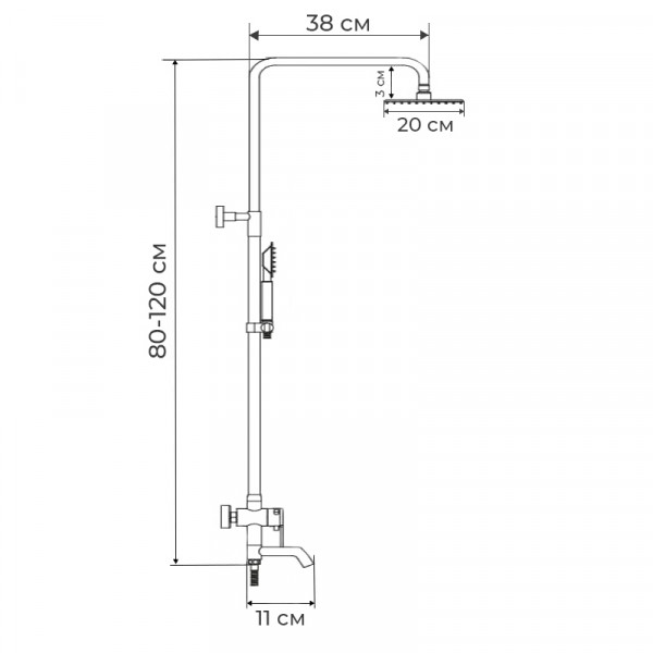 Душевая колонна со смесителем (нерж.сталь) Mixxus FIT-009-J (SS2825)