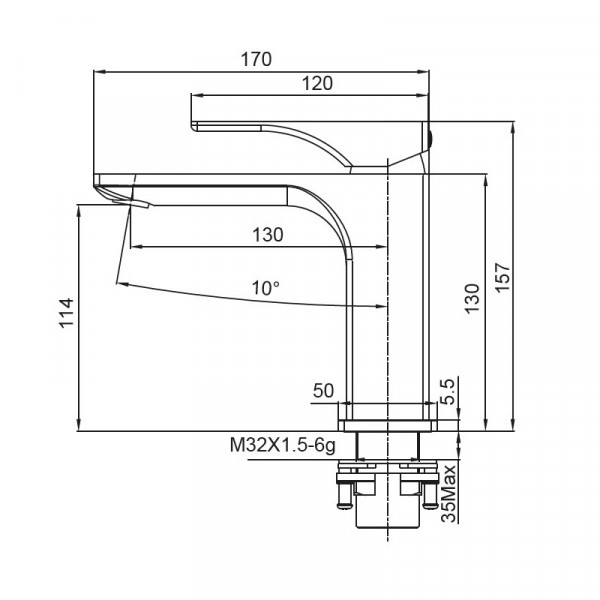 Смеситель для умывальника Koer KB-10010-01 (Цвет хром) (KR3478)