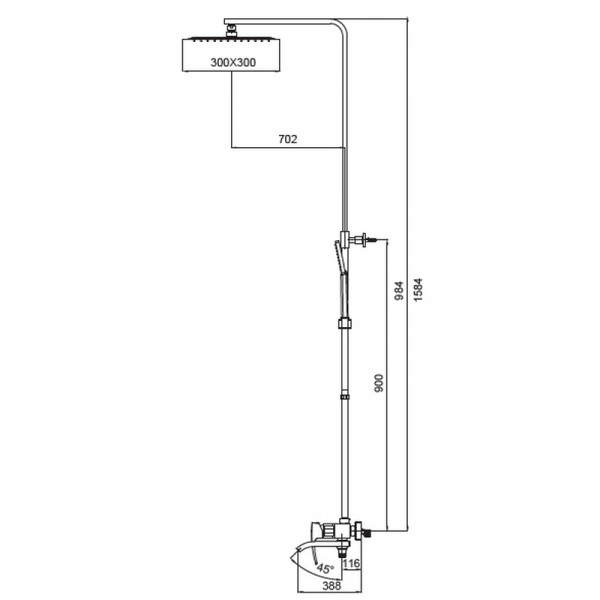 Душевая колонна со смесителем Koer KB-56007-07, 3 функции (Цвет графит) (KR5160)