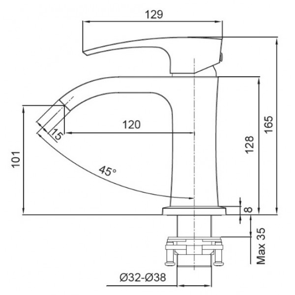 Смеситель для умывальника Koer KB-12007-07 (Цвет графит) (KR5152)