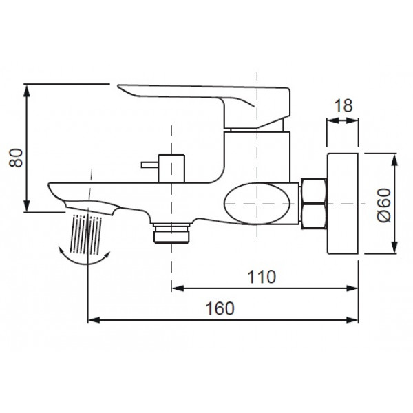 Смеситель для ванны с коротким изливом Koer KB-40028-05 (KR5306)