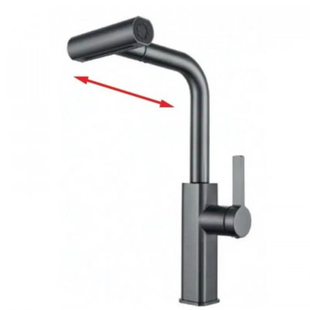 Смеситель для кухни Mixxus MOZ-014 Graphite с выдвижной лейкой (4 реж.) из нерж.ст. (MI6340)