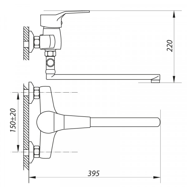 Смеситель для ванны Zerix EDN 283 (ZX0032)