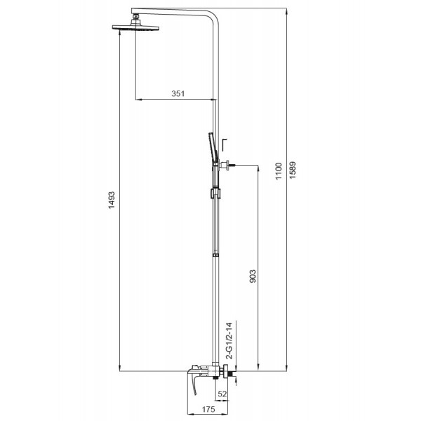 Душевая колонна со смесителем водопад Koer KB-58007-01 (Цвет хром) (KR3462)