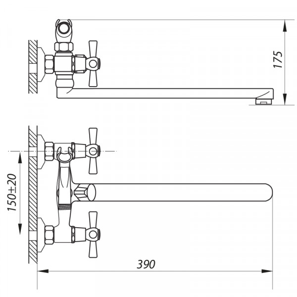 Смеситель для ванны Zerix DMT-B 722 (ZX0410)