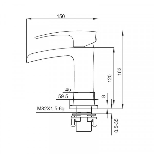 Смеситель для умывальника Koer KB-14007-01 водопад (Цвет хром) (KR3446)