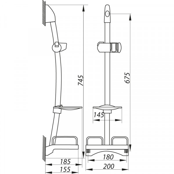Стойка для душа Zerix L106TP с мыльницей (без шланга и лейки) (LL1760)