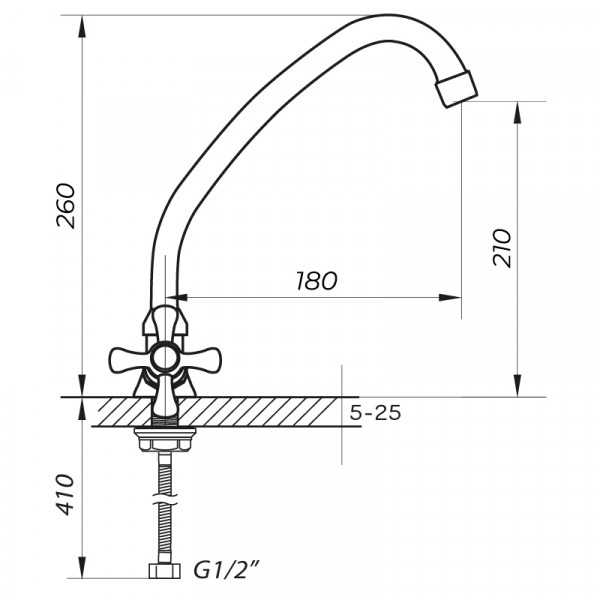Смеситель для кухни Zerix TZH 722 (ZX0095)