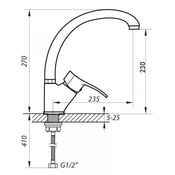 Смеситель для кухни Zerix DYU 135 (ZX0023)