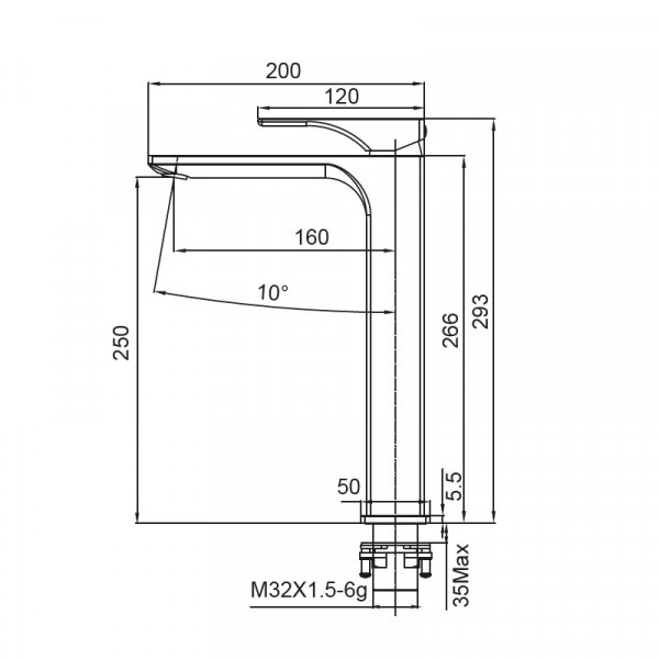 Смеситель для умывальника Koer KB-11010-05 высокий (Цвет черный) (KR3483)