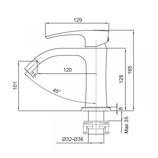 Смеситель для умывальника Koer KB-12007-01 (Цвет хром) (KR3442)