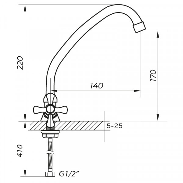 Смеситель для кухни Zerix JIK4 102-A (ZX0409)