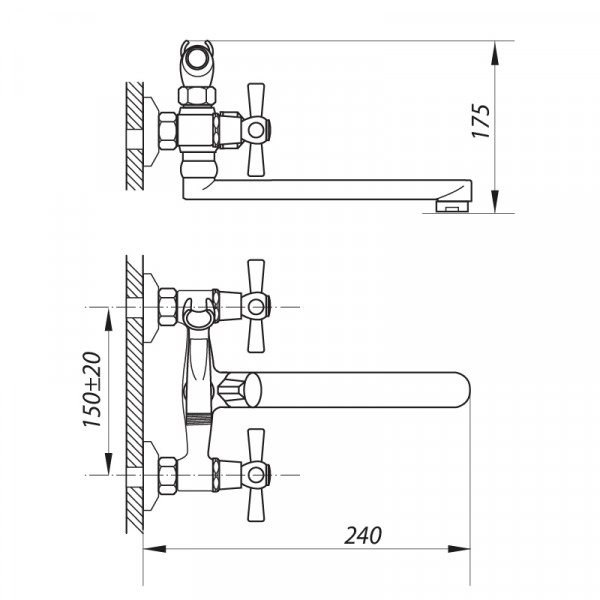 Смеситель для ванны Zerix DMT-3-B 722 (ZX2939)