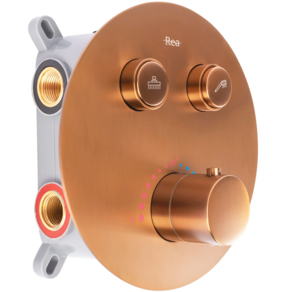 Душевая система REA LUNGO BRUSHED COPPER c термостатом + BOX скрытого монтажа