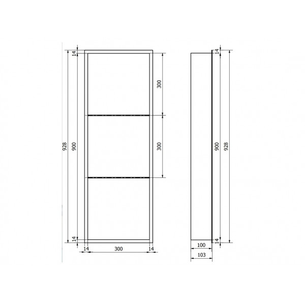 Вбудована полиця MEXEN X-Wall-R 90 WHITE з обідком