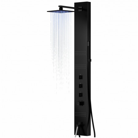 Душова панель CORSAN NEO BLACK LED з виливом та термостатом