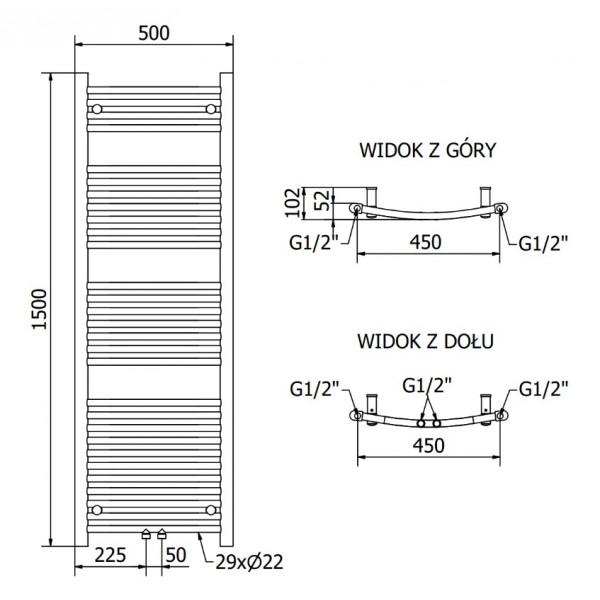 Сушка для рушників MEXEN ARES 150х50 WHITE 600W електричний 2.0