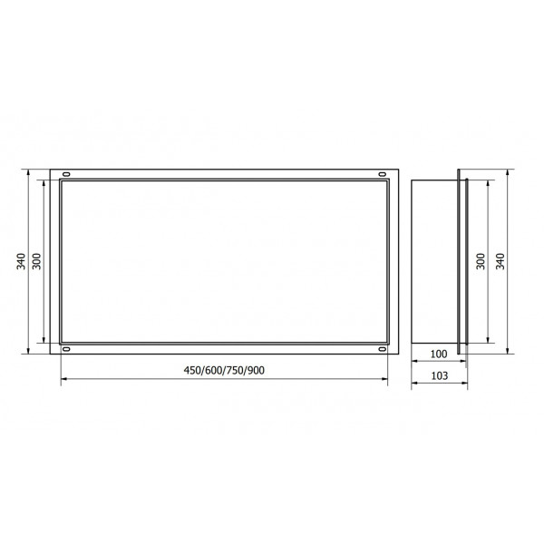 Вбудована полиця MEXEN X-Wall-NR 90 INOX без обідка