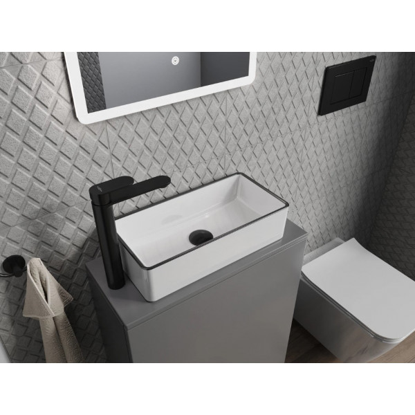 Умивальник (раковина) MEXEN NADIA 46 WHITE BLACK EDGE накладний