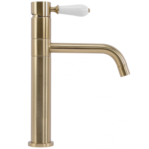 Смеситель для раковины (умывальника) REA SERRA BRUSHED GOLD низкий
