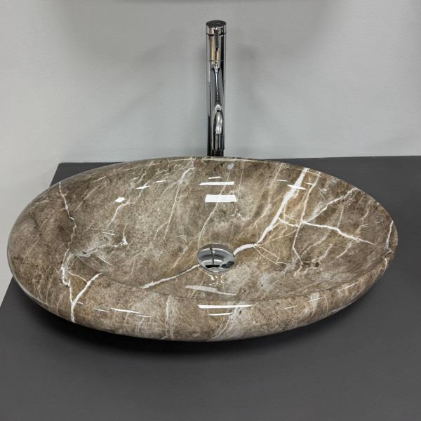 Умывальник (раковина) VBI VICENZA M BROWN STONE GLOSSY накладной