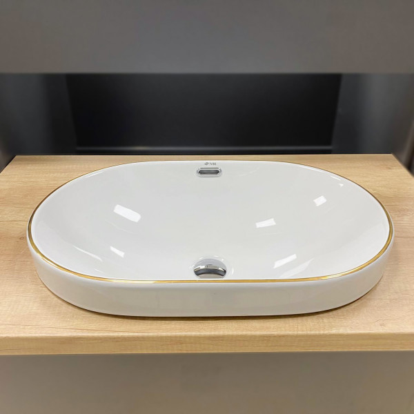 Умывальник (раковина) VBI GAETA S WHITE GOLD EDGE врезной