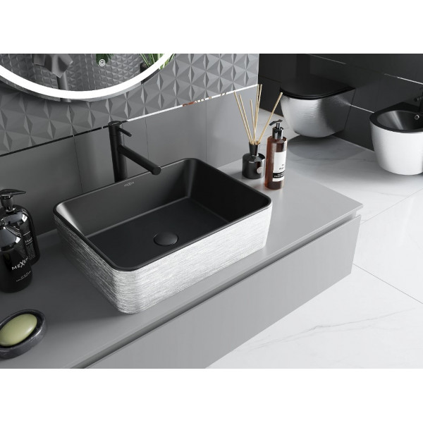 Умивальник (раковина) MEXEN CATIA SILVER BRUSHED BLACK накладний