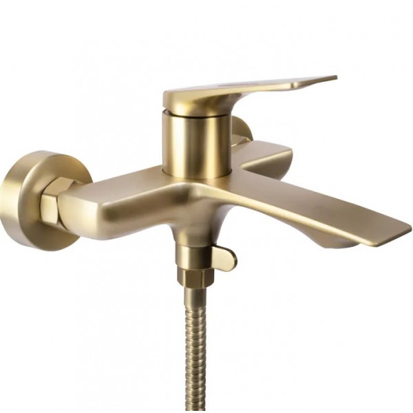 Смеситель для ванны и душа REA  AVALON BRUSHED GOLD настенный с изливом